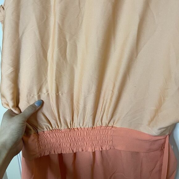 DVF Diane Von Furstenberg peach coral silk tie waist flowy dress US 12 - Picture 8 of 8